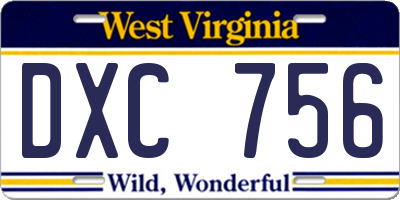 WV license plate DXC756