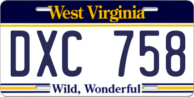 WV license plate DXC758