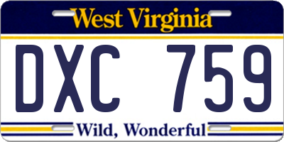 WV license plate DXC759