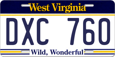 WV license plate DXC760