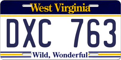 WV license plate DXC763