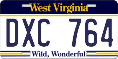 WV license plate DXC764