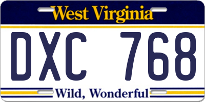 WV license plate DXC768