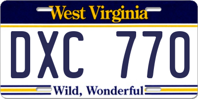 WV license plate DXC770