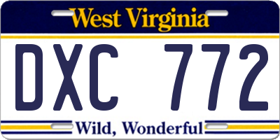 WV license plate DXC772