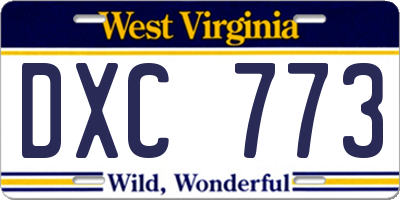 WV license plate DXC773