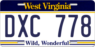 WV license plate DXC778