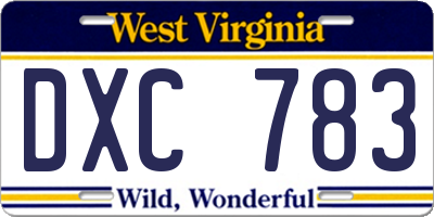 WV license plate DXC783