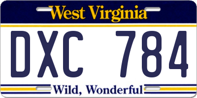 WV license plate DXC784
