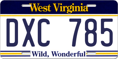WV license plate DXC785