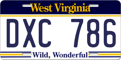 WV license plate DXC786