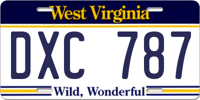 WV license plate DXC787