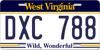 WV license plate DXC788