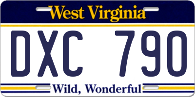 WV license plate DXC790