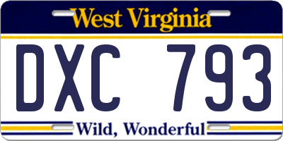 WV license plate DXC793