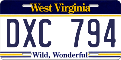 WV license plate DXC794