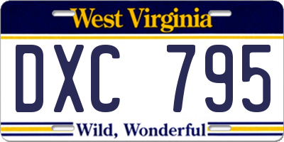 WV license plate DXC795