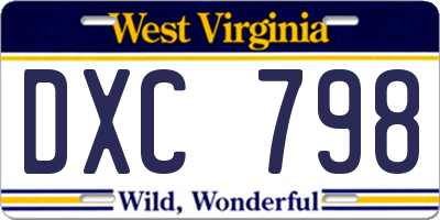 WV license plate DXC798
