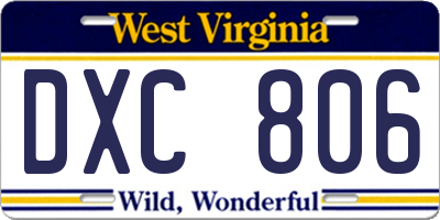 WV license plate DXC806