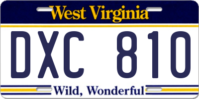WV license plate DXC810