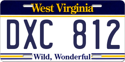 WV license plate DXC812