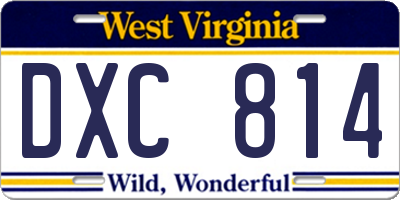 WV license plate DXC814