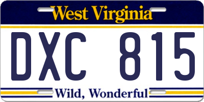 WV license plate DXC815