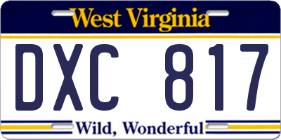 WV license plate DXC817