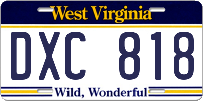 WV license plate DXC818