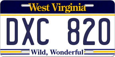 WV license plate DXC820