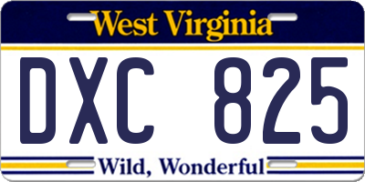 WV license plate DXC825