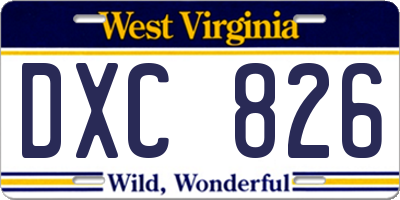 WV license plate DXC826