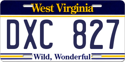 WV license plate DXC827