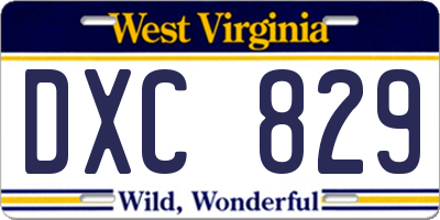 WV license plate DXC829