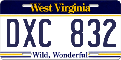 WV license plate DXC832