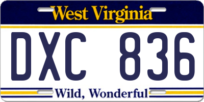 WV license plate DXC836