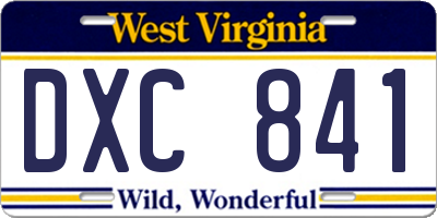 WV license plate DXC841