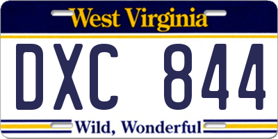 WV license plate DXC844