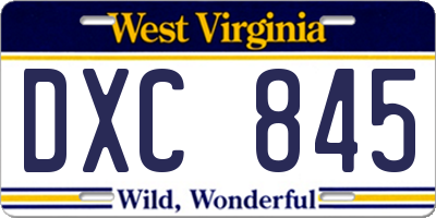 WV license plate DXC845