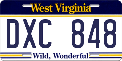 WV license plate DXC848