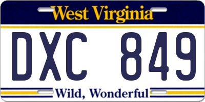WV license plate DXC849