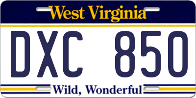 WV license plate DXC850