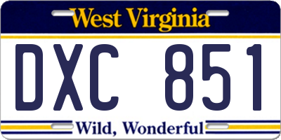 WV license plate DXC851