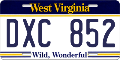 WV license plate DXC852
