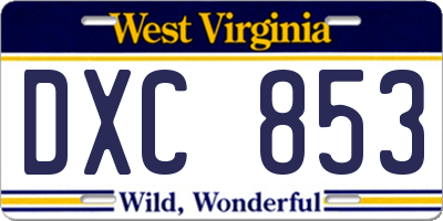 WV license plate DXC853
