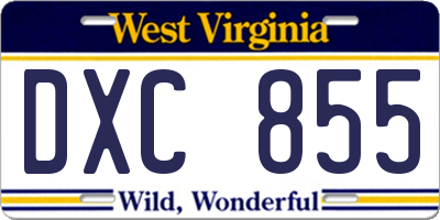 WV license plate DXC855