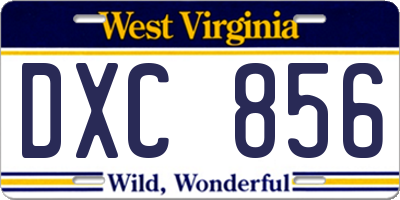 WV license plate DXC856