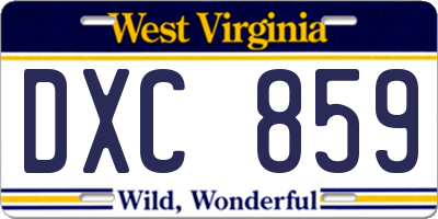 WV license plate DXC859