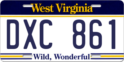 WV license plate DXC861