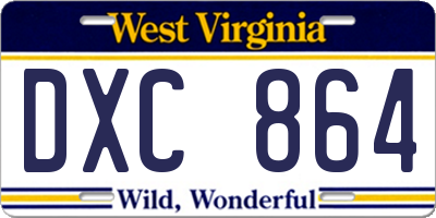 WV license plate DXC864